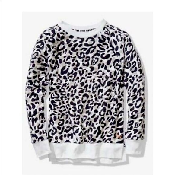 Large VS pink leopard/cheetah/animal print crewneck pullover sweatshirt top - Picture 1 of 4